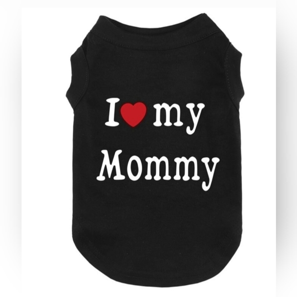 Host Pick 😊 Pet T-Shirt I Love My Mommy Heart Sz M Dog Cat Puppy - Picture 1 of 4